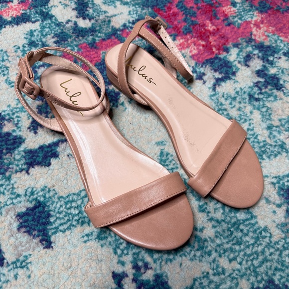 Lulus Darryian Light Nude Ankle Strap Flat Sandals - Picture 2 of 6